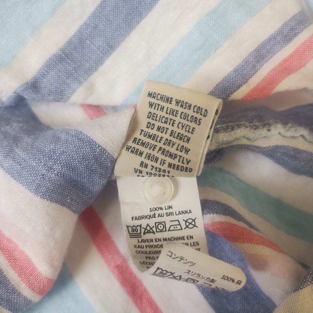 LL Bean Linen Tunic Top Women's L Striped Coastal Beachy Nautical - Picture 7 of 9